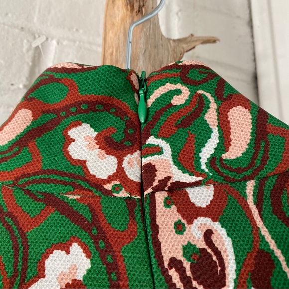 🍃 ZARA GREEN ABSTRACT PRINT FLORAL MOCK NECK SLIT MAXI DRESS! - Picture 11 of 13